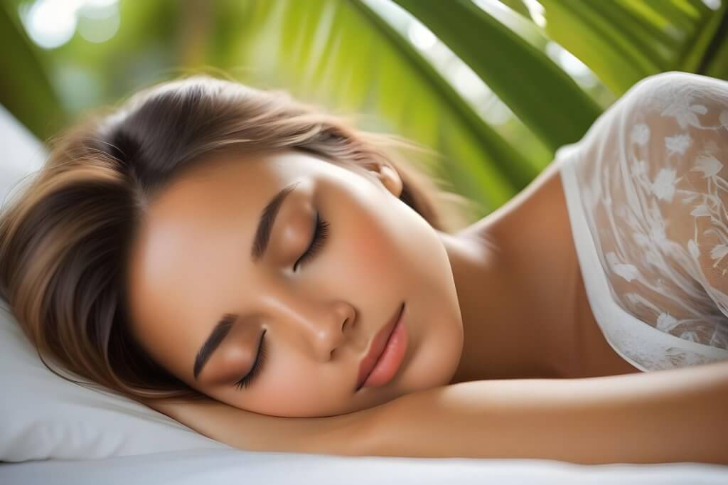 Femme pratiquant la respiration consciente pour faciliter l'endormissement - Esprit Primavera Toulouse